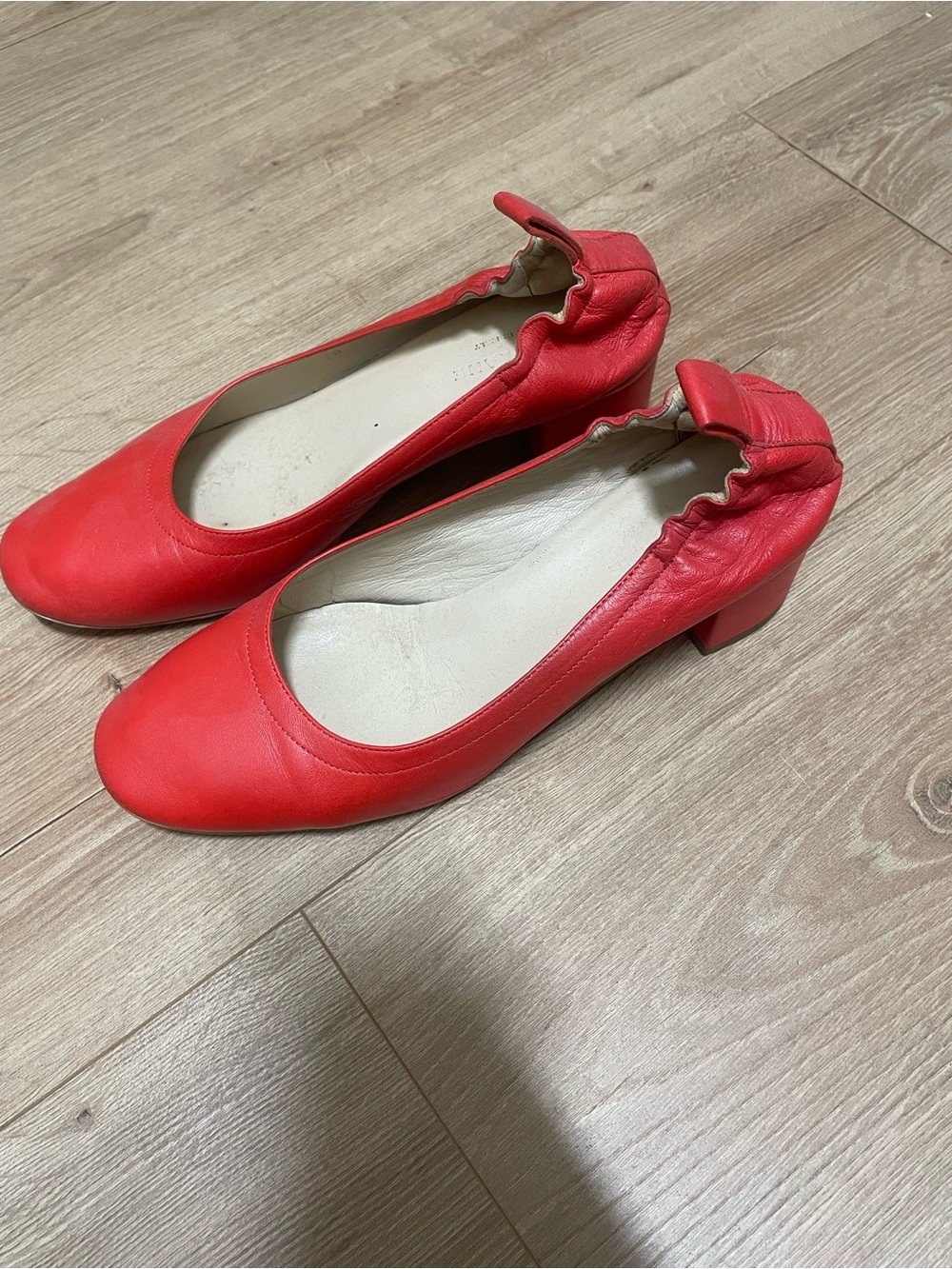 Everlane Day Heel in red Italian leather